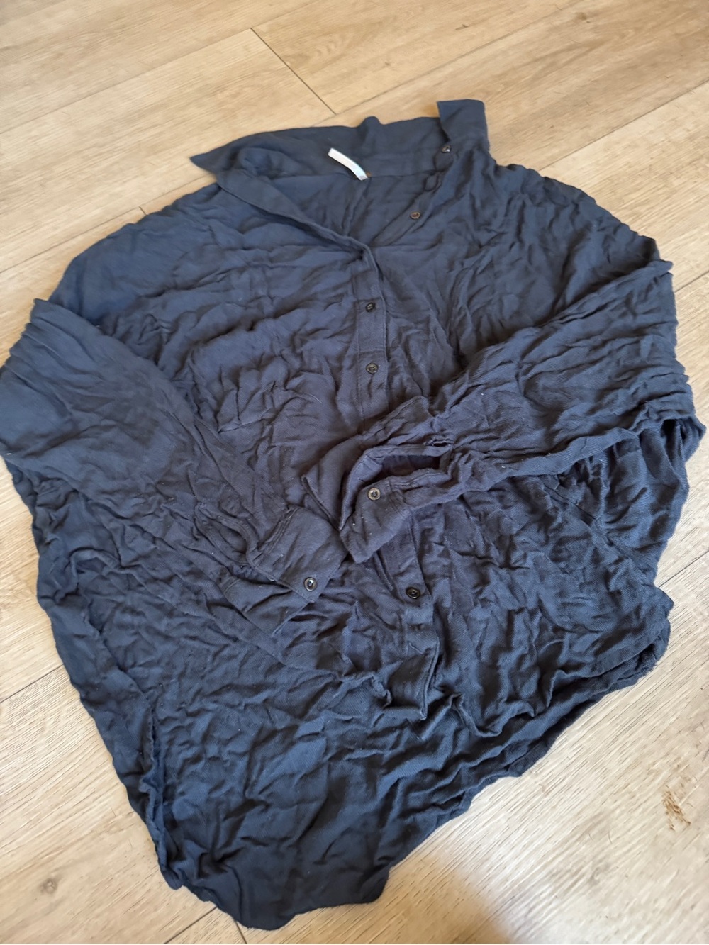 Free People Navy Long-Sleeve Button-Up Shirt